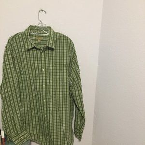 Green plaid poplin XL button down 100% cotton